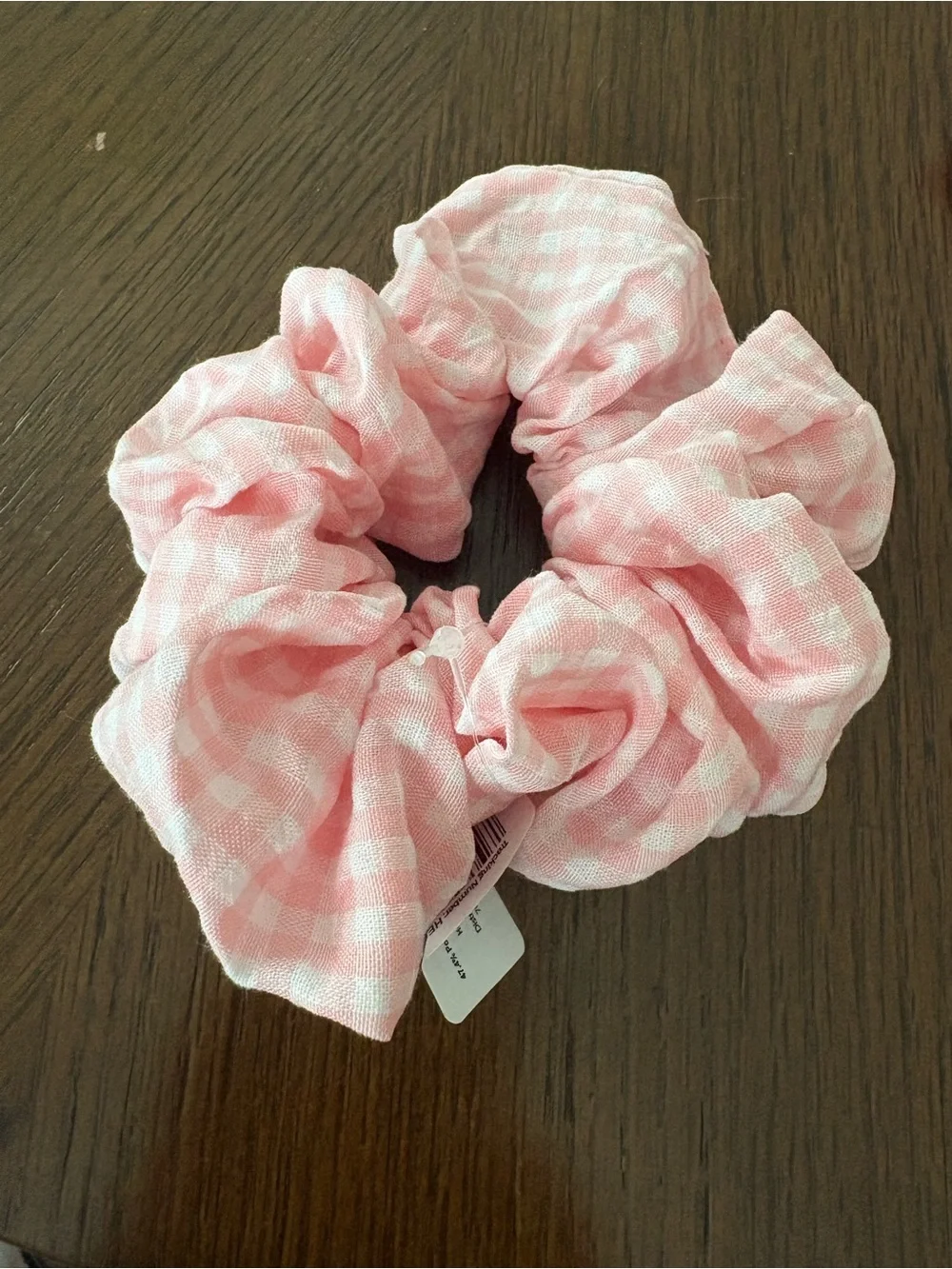 Pink Gingham Kids Scrunchie - Soft Hair Accessory